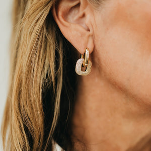 Drop Diamond Square Huggie Hoops - WATERPROOF-Earrings-Pretty Simple