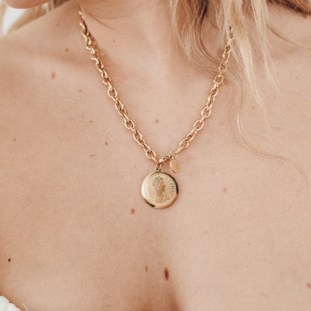 Elegant Elizabeth Coin Chain Necklace *WATERPROOF*-Necklace-Pretty Simple