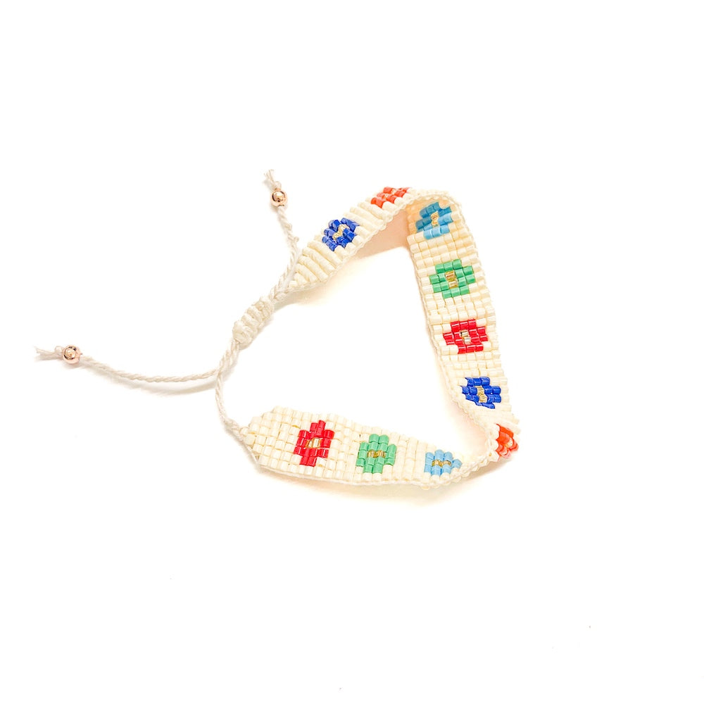 Flower Child Beaded Pull Tie Bracelet-Bracelet-Pretty Simple Wholesale
