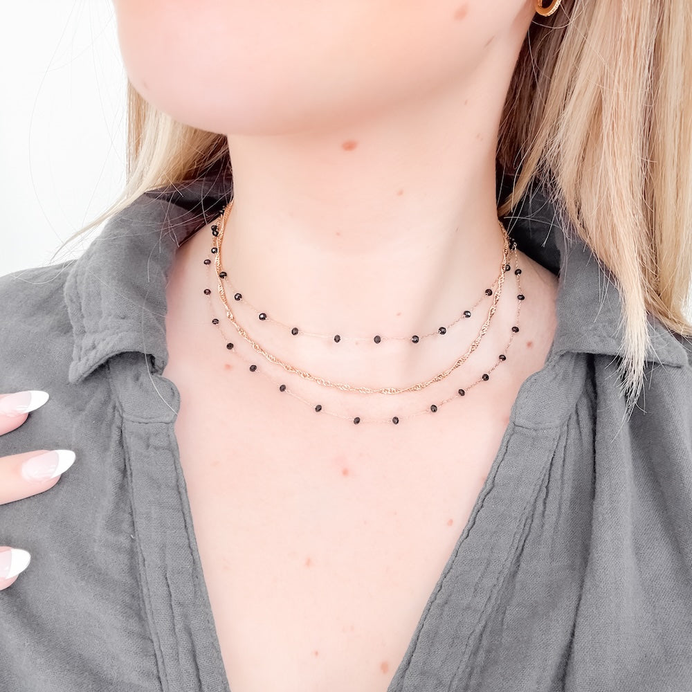 Multi Layered Beaded Chain Necklace-Necklace-Pretty Simple