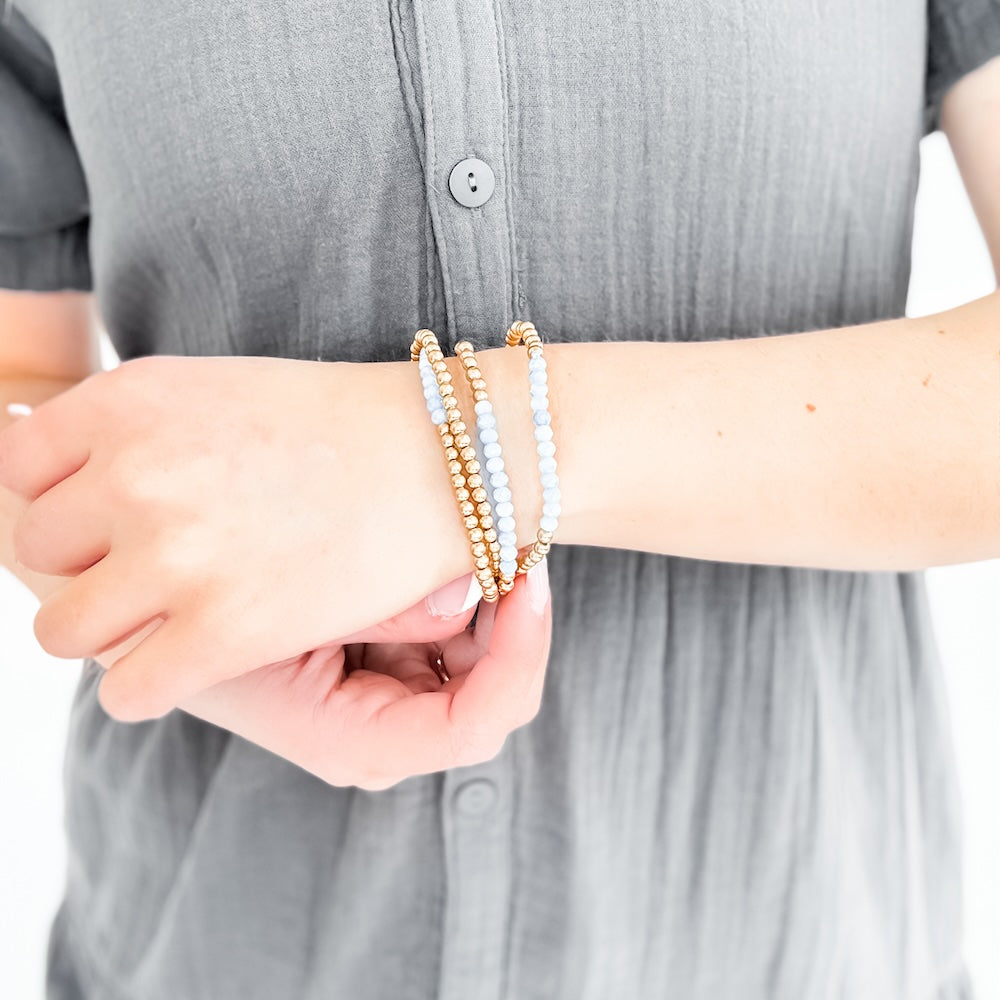 Avary Glass and Metallic Bead Bracelet-Bracelet-Pretty Simple