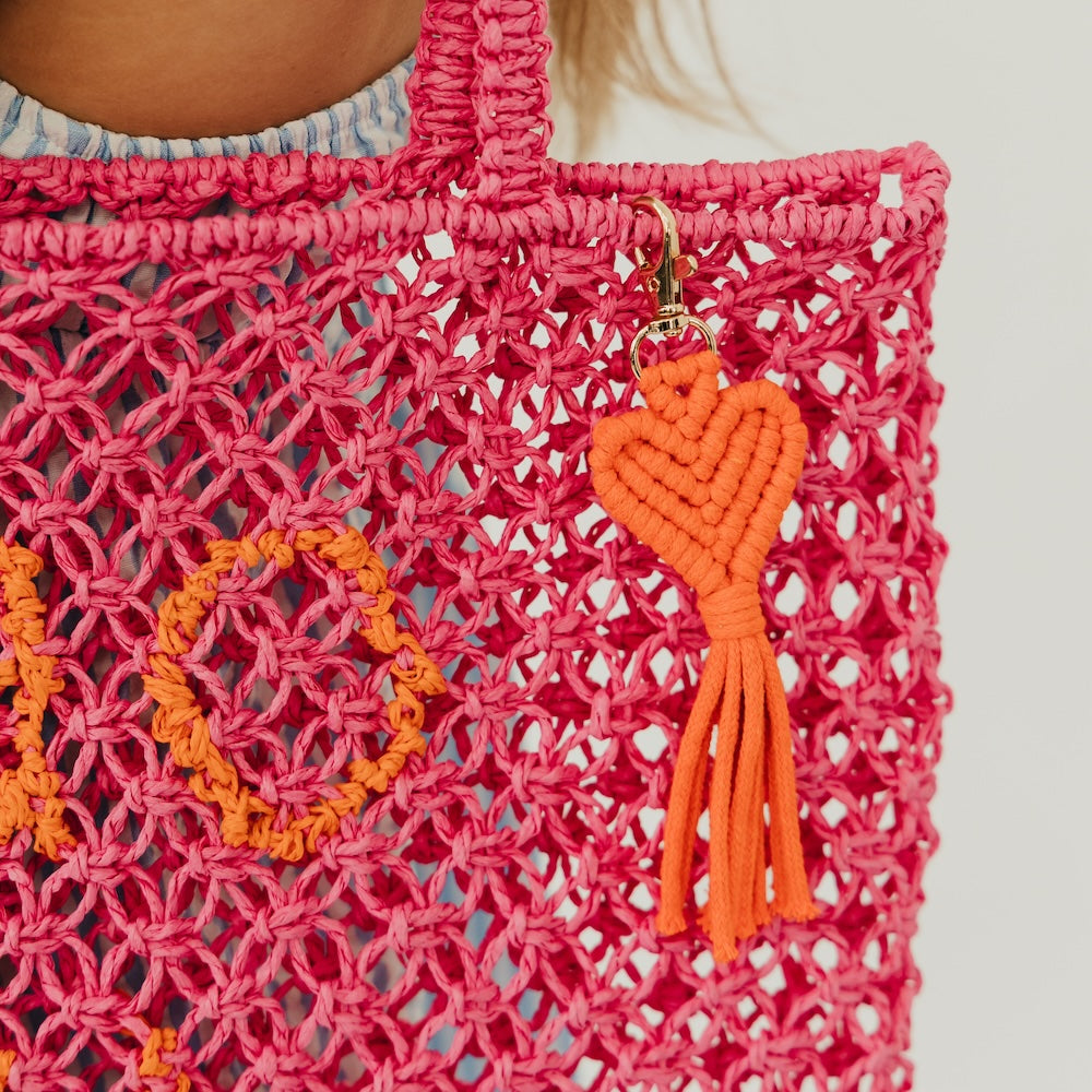 Heart Macrame Bag Charm Key Chain-Bag Accessories-Pretty Simple