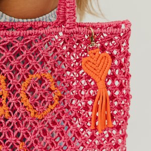 Heart Macrame Bag Charm Key Chain-Bag Accessories-Pretty Simple