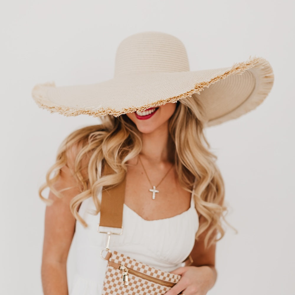 Lake Shore Drive Wide Fringe Sun Hat-Hat-Pretty Simple