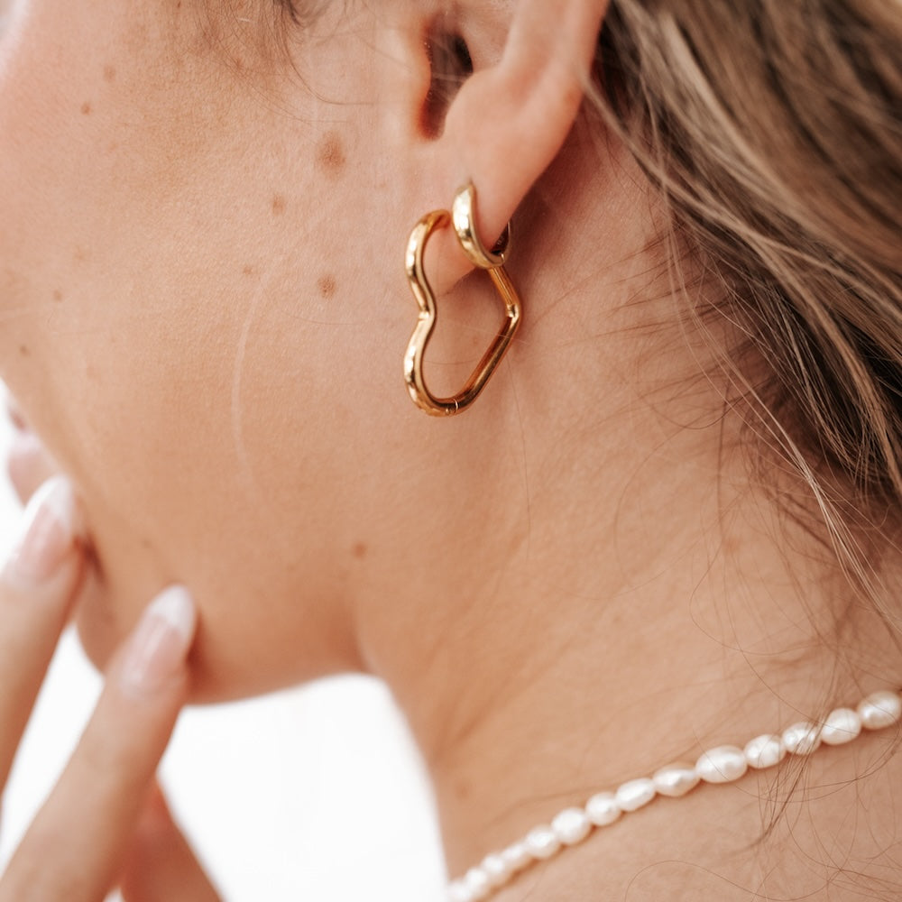 Love On My Mind Heart Hoop Earrings WATERPROOF Wholesale