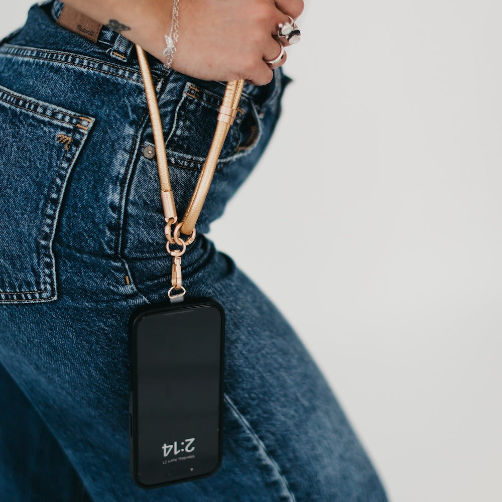 Metallic Phone Holder Crossbody Strap-Accessories-Pretty Simple