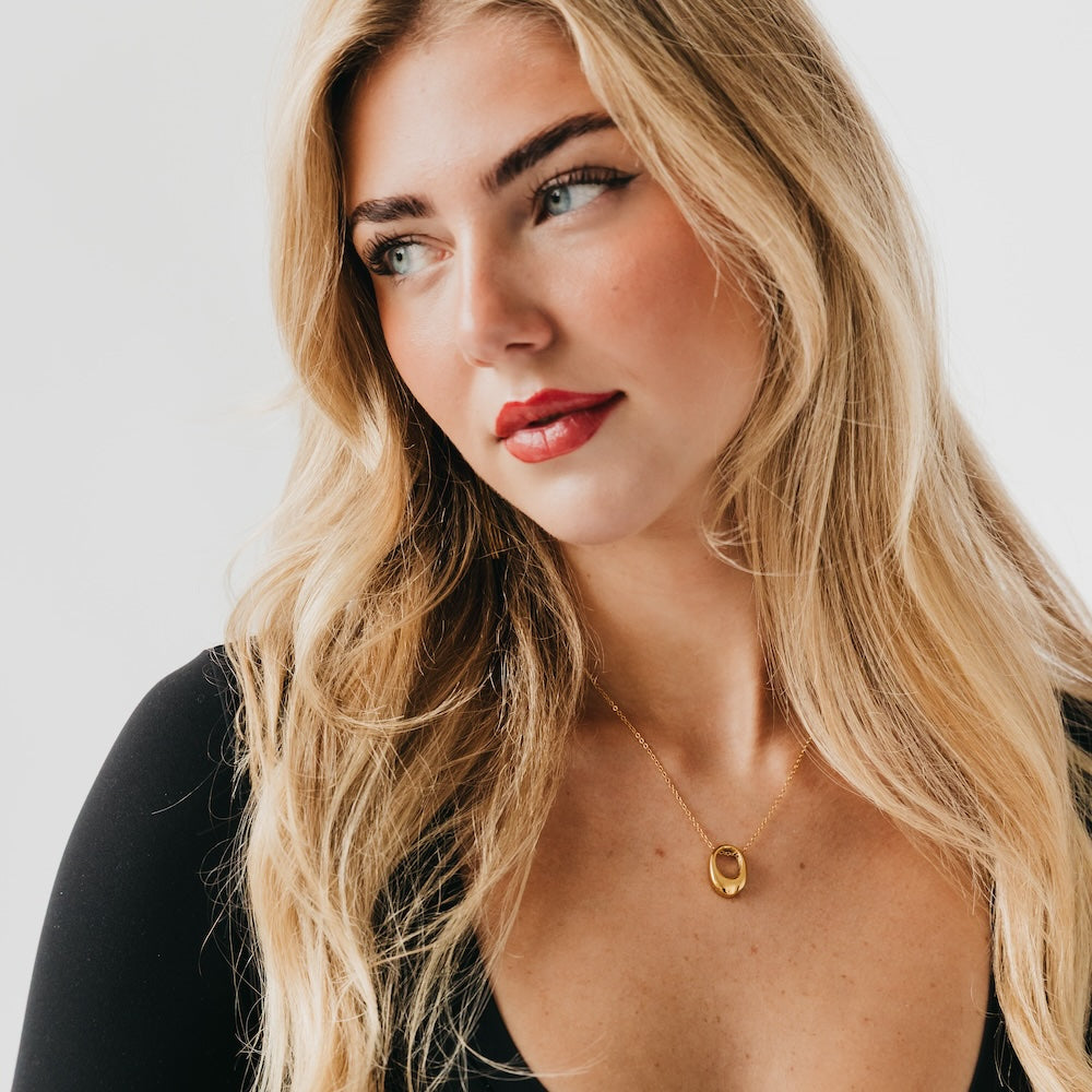 Mini Open Oval Pendant Necklace - WATERPROOF-Necklace-Pretty Simple