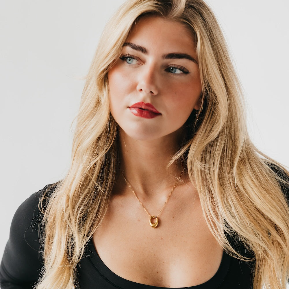 Mini Open Oval Pendant Necklace - WATERPROOF-Necklace-Pretty Simple