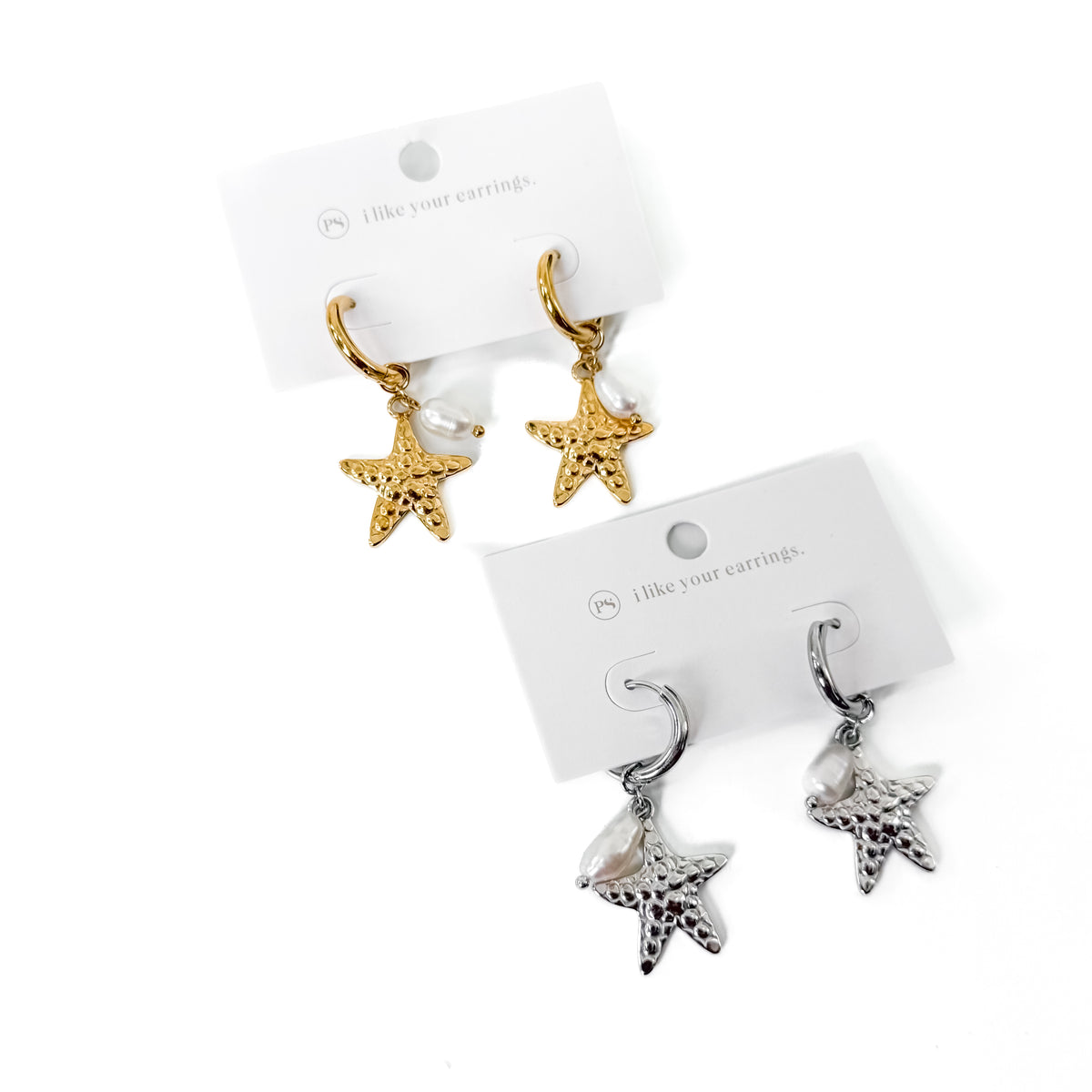 Ocean Pearl Starfish Earrings - WATERPROOF-Earrings-Pretty Simple