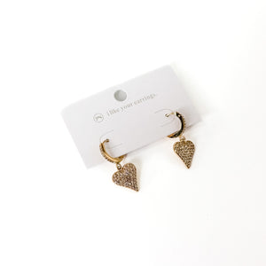 Pax Pave Heart Huggie Hoop - WATERPROOF-Earrings-Pretty Simple