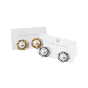 Pearl Button Earrings - WATERPROOF-Earrings-Pretty Simple