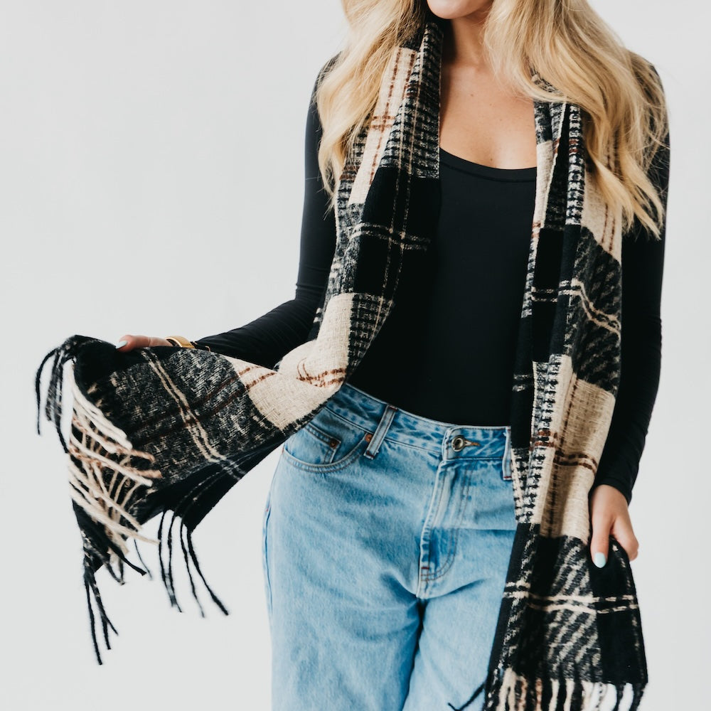 Penny Plaid Fringe Scarf-Scarf-Pretty Simple
