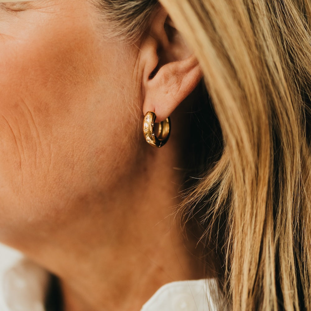 Pops of Sparkle Huggie Hoop - WATERPROOF-Earrings-Pretty Simple