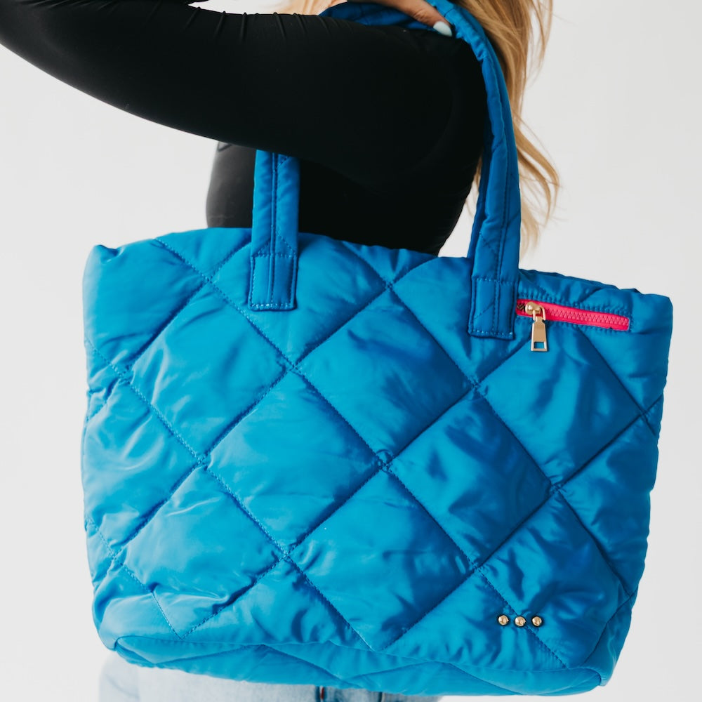 Presley Puffer Quilted Tote Bag With Pouch-Tote Bag-Pretty Simple