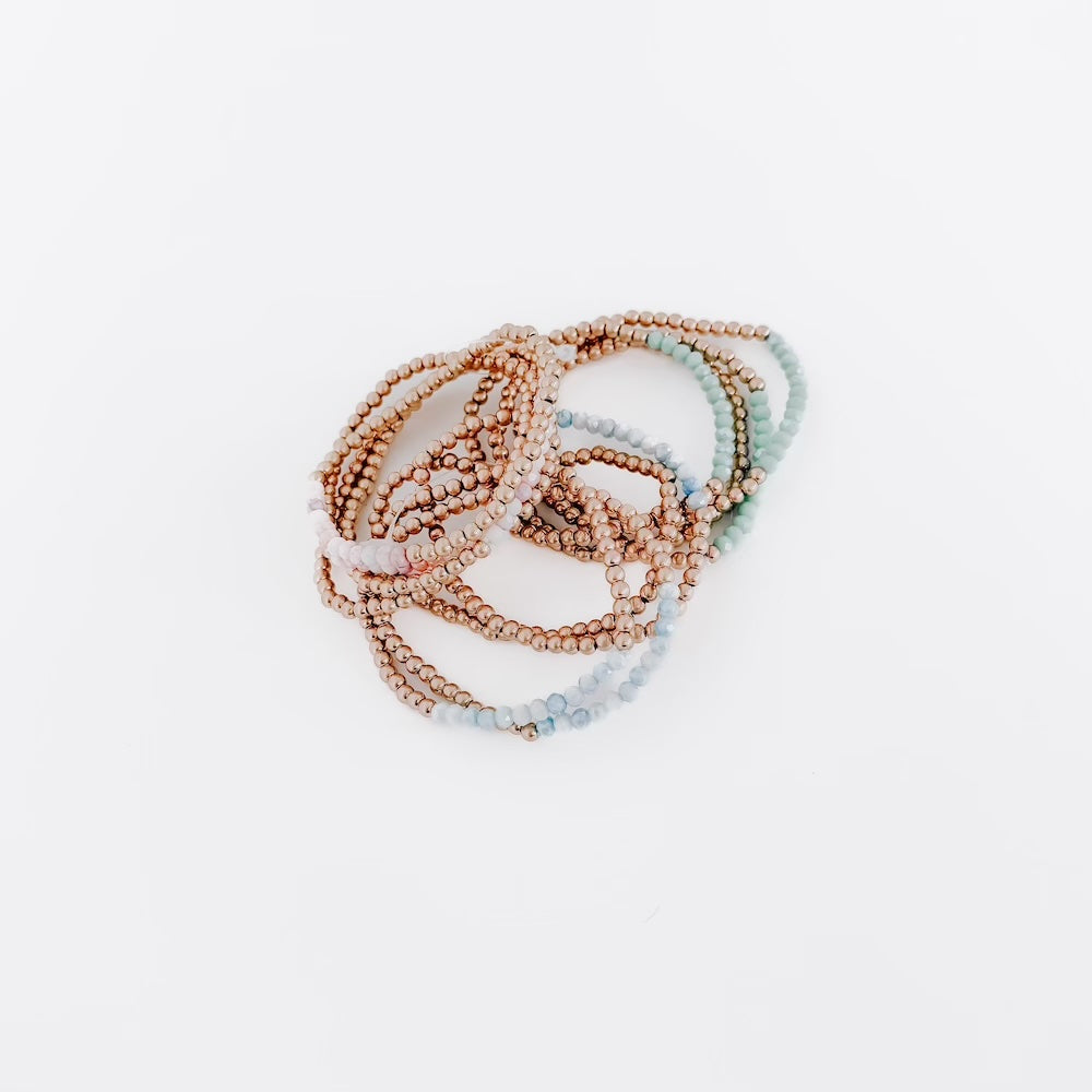 Avary Glass and Metallic Bead Bracelet-Bracelet-Pretty Simple