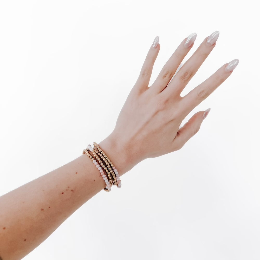 Avary Glass and Metallic Bead Bracelet-Bracelet-Pretty Simple