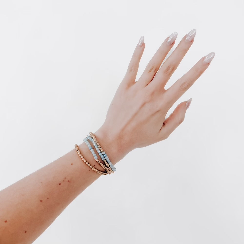 Avary Glass and Metallic Bead Bracelet-Bracelet-Pretty Simple