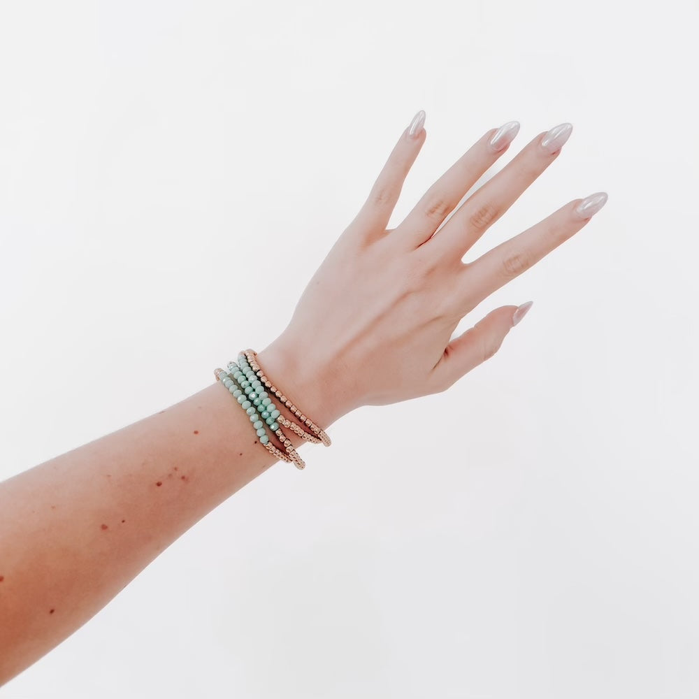 Avary Glass and Metallic Bead Bracelet-Bracelet-Pretty Simple