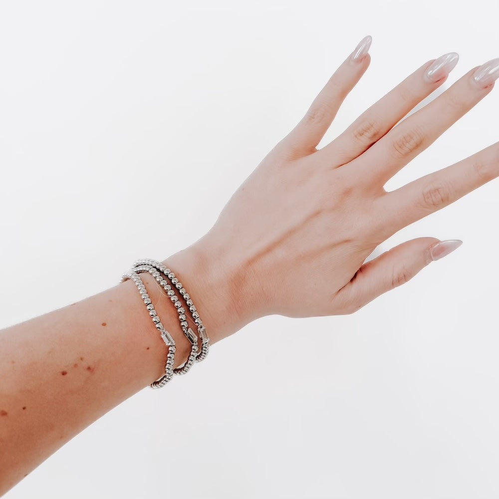 Metallic Glass Bead Stretch Bracelet-Bracelet-Pretty Simple