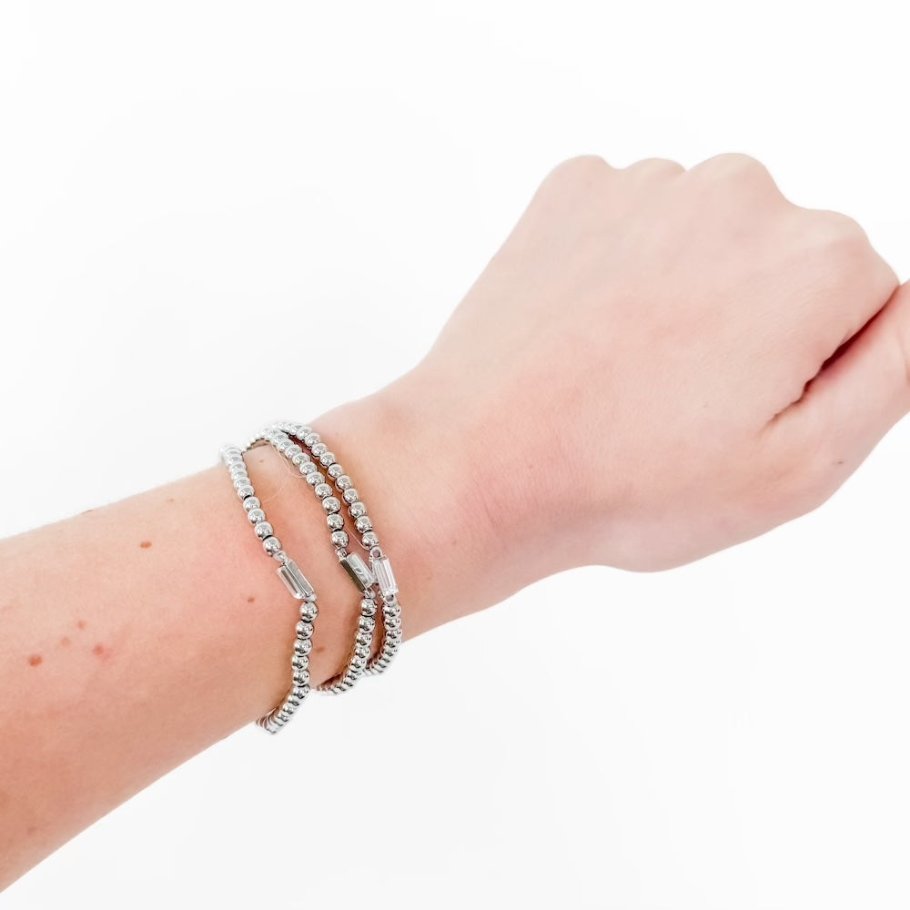 Metallic Glass Bead Stretch Bracelet-Bracelet-Pretty Simple