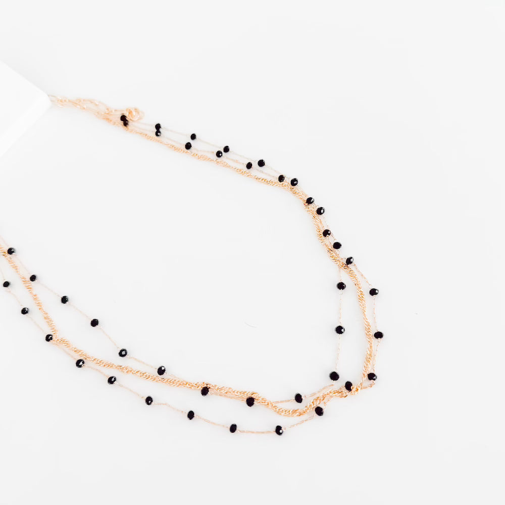 Multi Layered Beaded Chain Necklace-Necklace-Pretty Simple