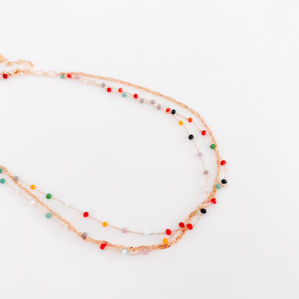 Multi Layered Beaded Chain Necklace-Necklace-Pretty Simple