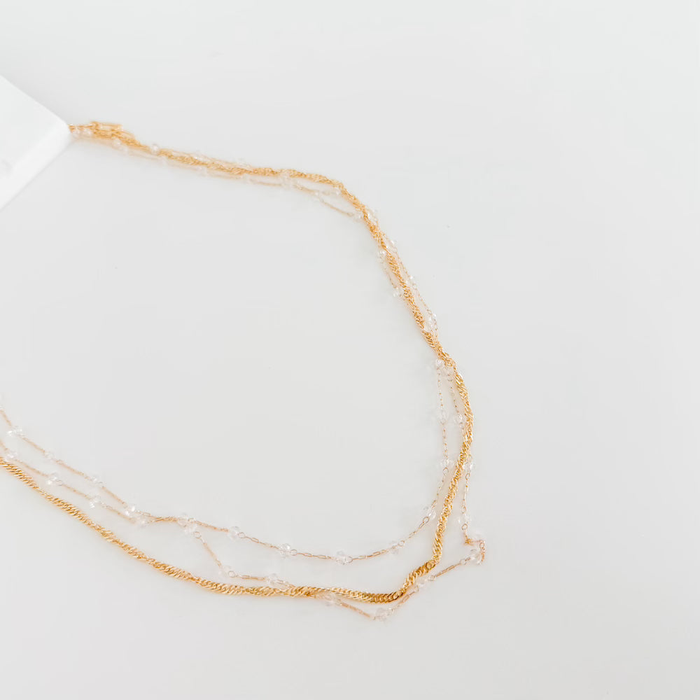 Multi Layered Beaded Chain Necklace-Necklace-Pretty Simple