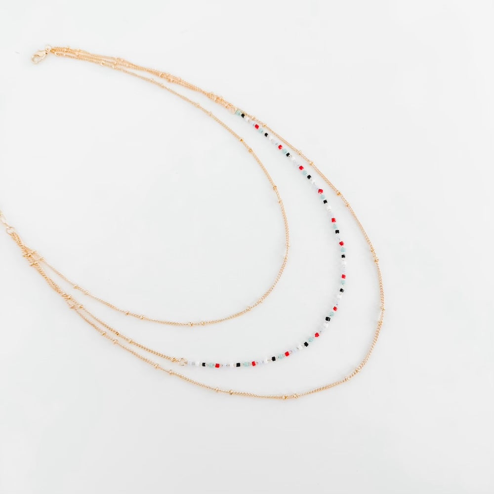Tani Triple Layer Bead Necklace-Necklace-Pretty Simple