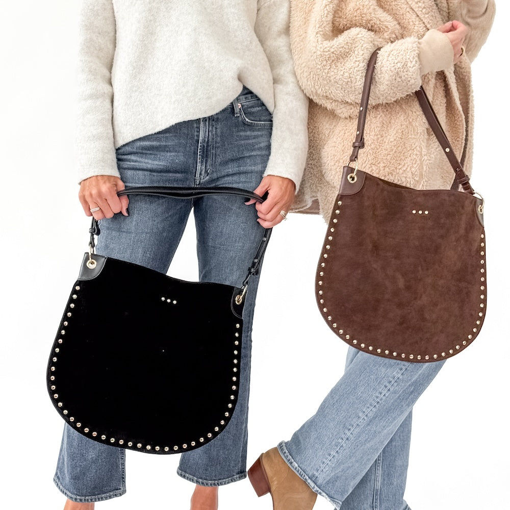 Rosalie Rivet Suede Hobo Bag - PREORDER-Tote Bag-Pretty Simple