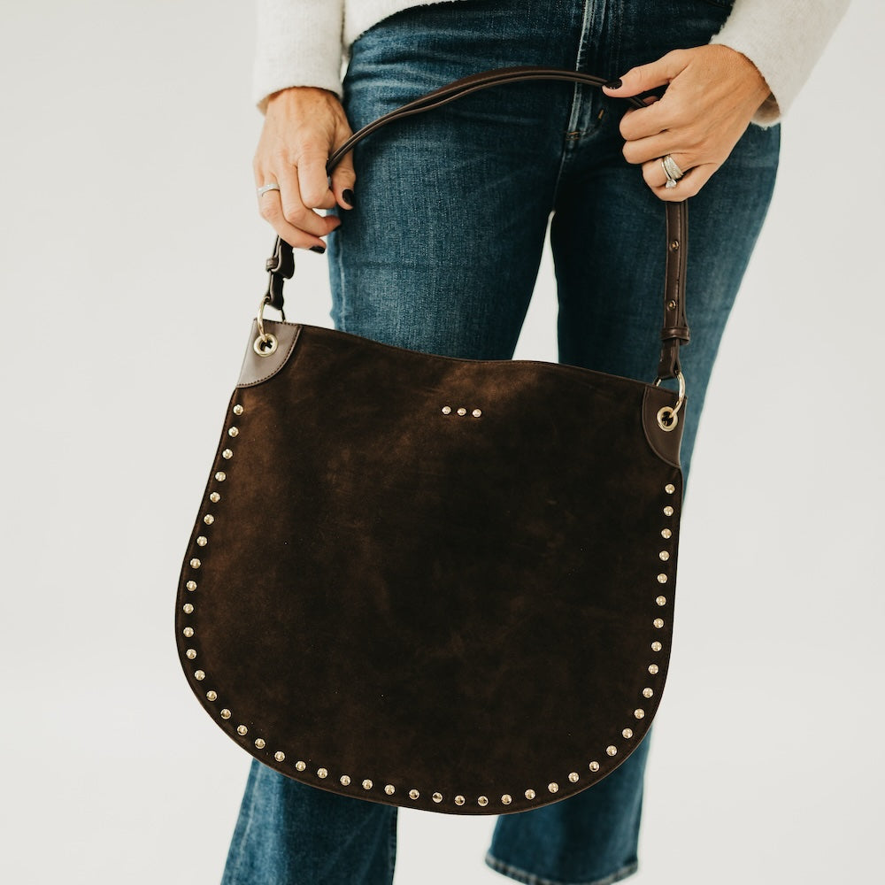 Rosalie Rivet Suede Hobo Bag - PREORDER-Tote Bag-Pretty Simple