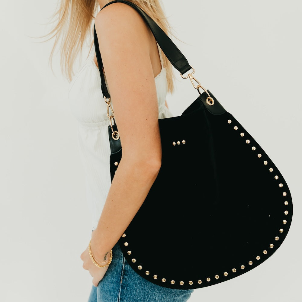 Rosalie Rivet Suede Hobo Bag-Tote Bag-Pretty Simple