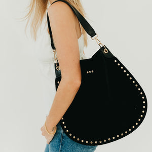Rosalie Rivet Suede Hobo Bag-Tote Bag-Pretty Simple