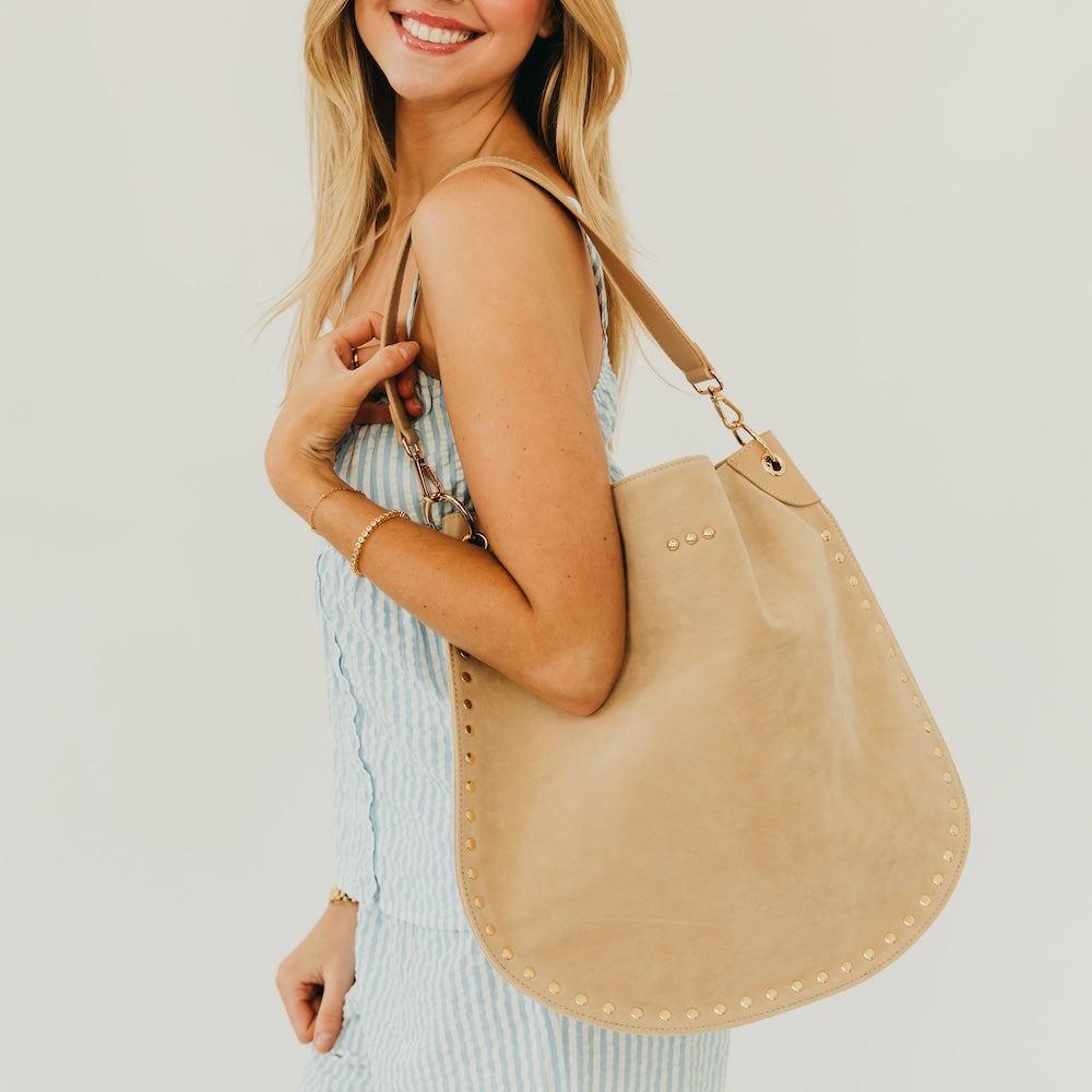 Rosalie Rivet Suede Hobo Bag-Tote Bag-Pretty Simple