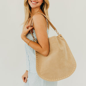 Rosalie Rivet Suede Hobo Bag-Tote Bag-Pretty Simple