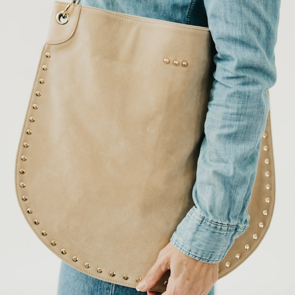 Rosalie Rivet Suede Hobo Bag-Tote Bag-Pretty Simple