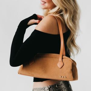Sally Suede Barrel Shoulder Bag-Handbags-Pretty Simple