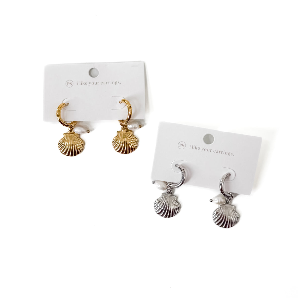 Shell Pearl Hoop Earrings - WATERPROOF-Earrings-Pretty Simple