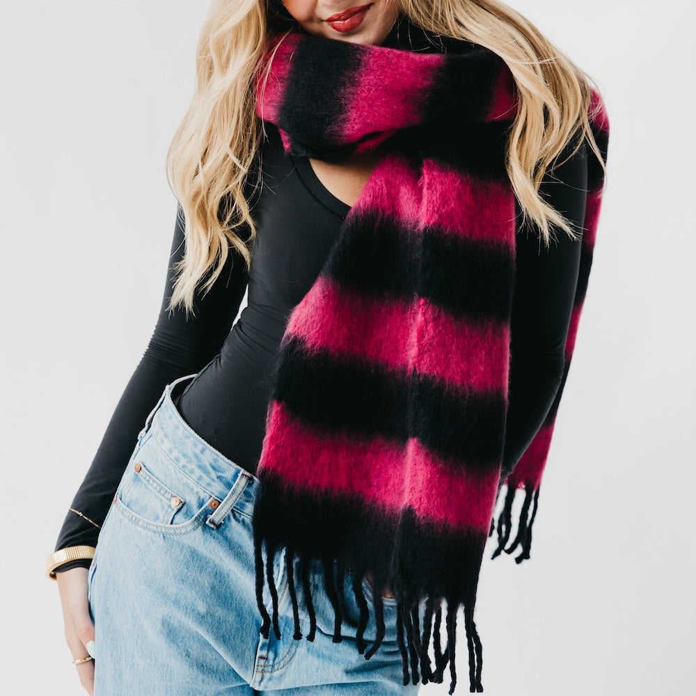 Stevie Striped Tassel Scarf-Scarf-Pretty Simple
