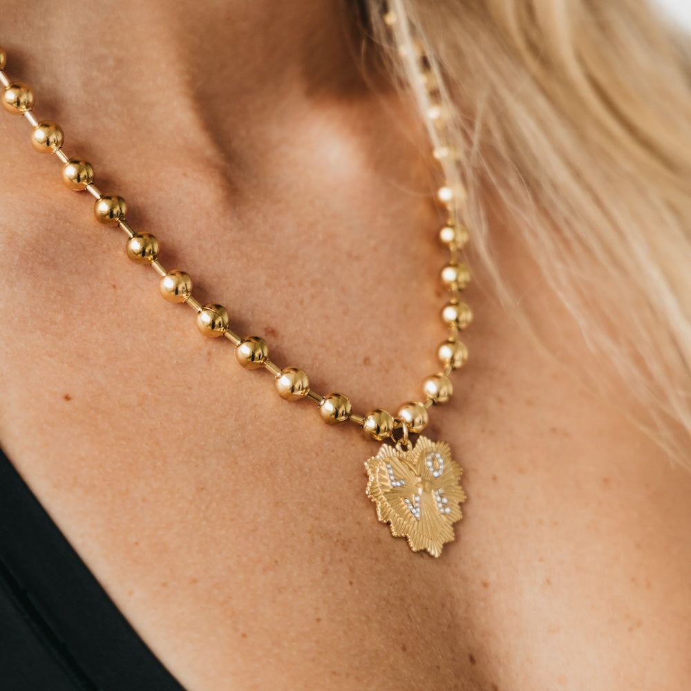 Sunburst Heart Love Pendant Necklace - WATERPROOF-Necklace-Pretty Simple