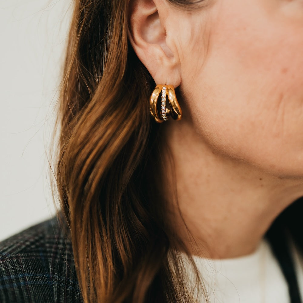 Tansy Trio Half Hoop - WATERPROOF-Earrings-Pretty Simple