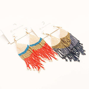 Triangle Colorblock Beaded Earrings-Earrings-Pretty Simple Wholesale