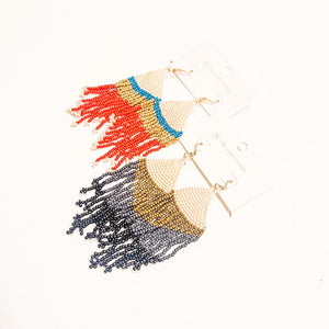 Triangle Colorblock Beaded Earrings-Earrings-Pretty Simple Wholesale