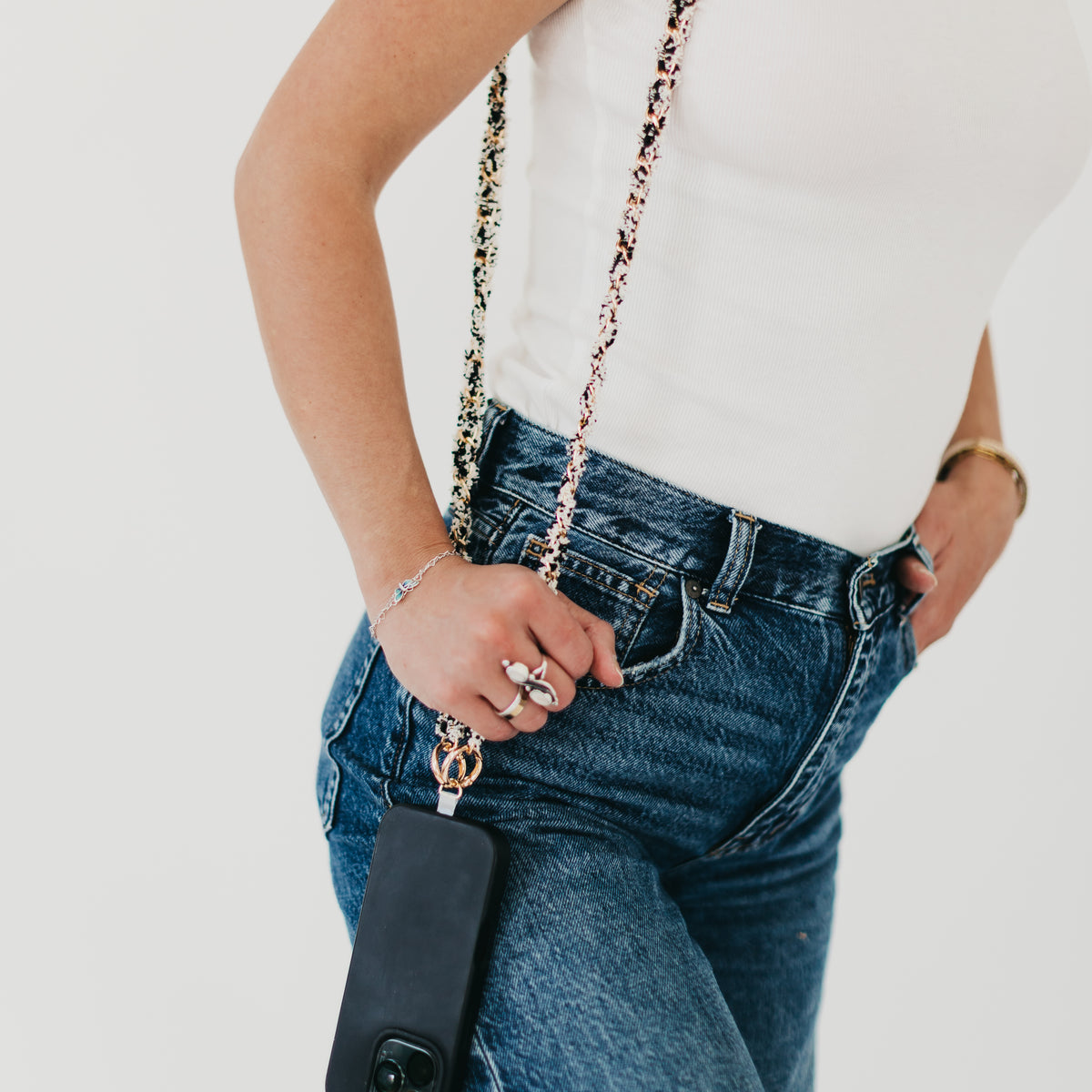 Tweed Phone Holder Crossbody Strap-Accessories-Pretty Simple