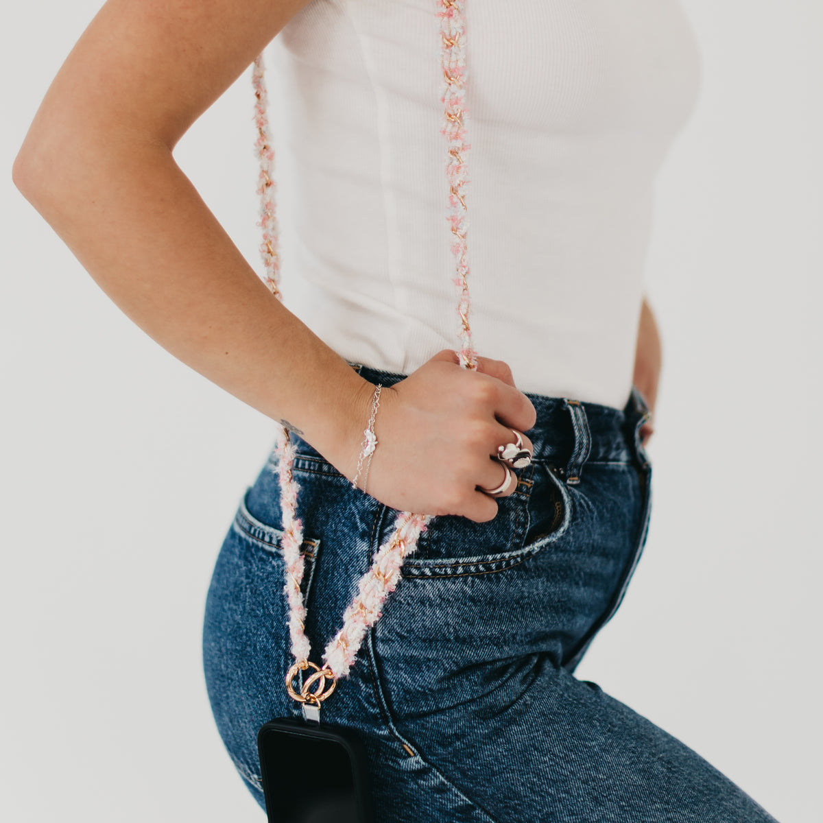 Tweed Phone Holder Crossbody Strap-Accessories-Pretty Simple