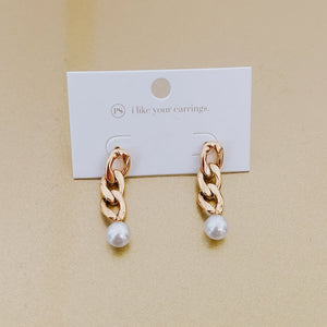 Twirling Pearl Chain Drop Earrings - WATERPROOF-Pretty Simple