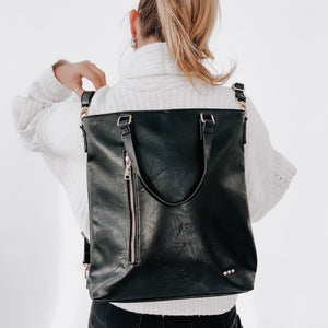 Upper East Side Vegan Leather Backpack & Crossbody Tote Bag-Pretty Simple