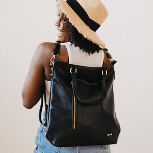 Upper East Side Vegan Leather Backpack & Crossbody Tote Bag-Pretty Simple