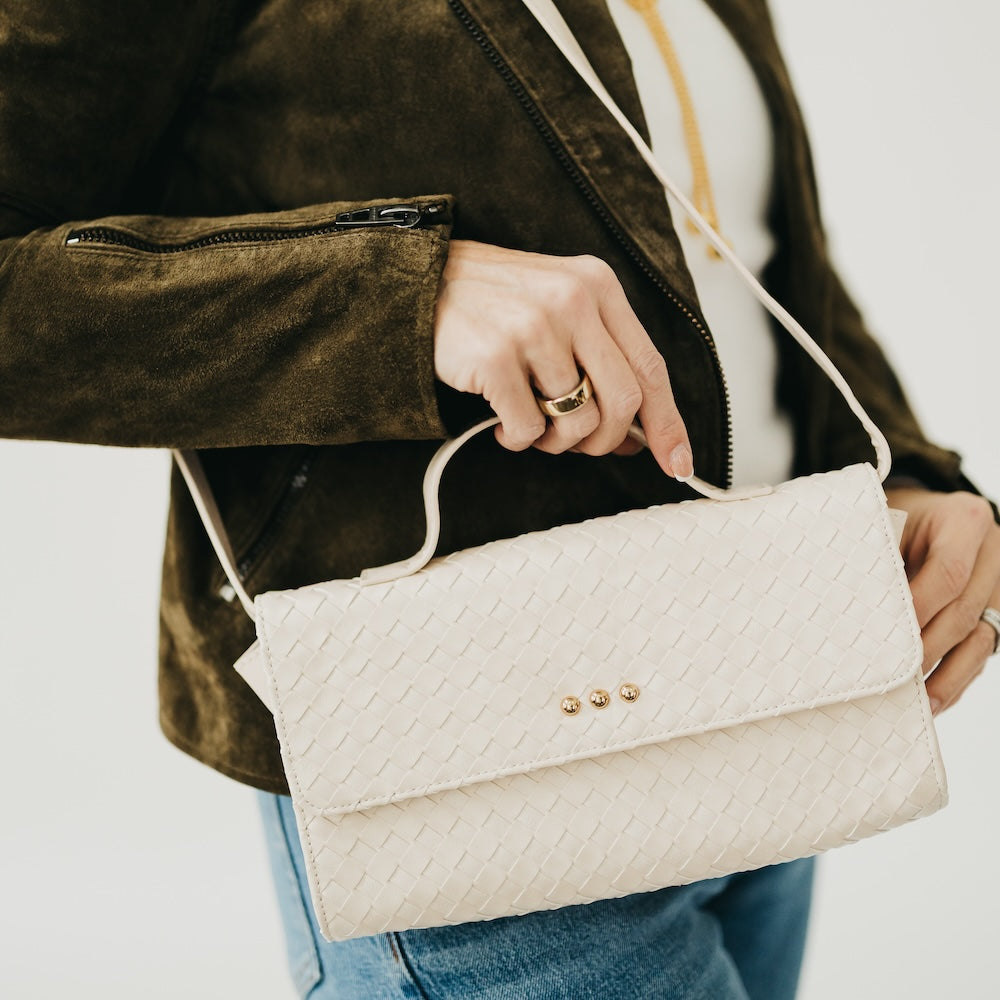 Urban Foldover Woven Clutch Crossbody-Crossbody Bag-Pretty Simple