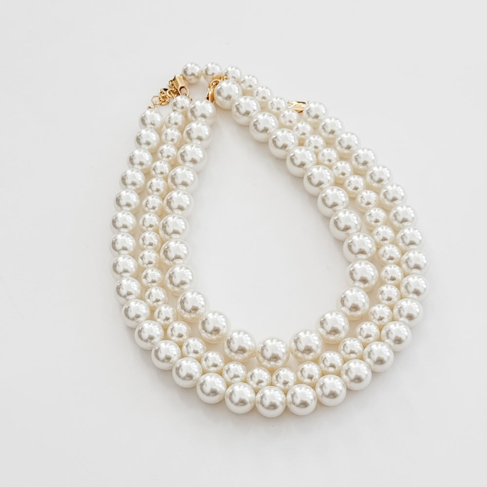 Chunky Three Piece Pearl Necklace - WATERPROOF-Necklace-Pretty Simple