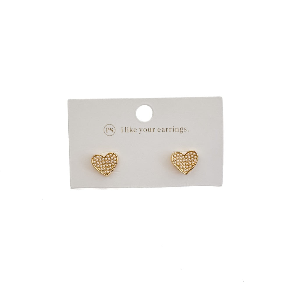 Heart of Pearls Stud Earrings - WATERPROOF-Earrings-Pretty Simple
